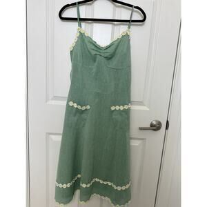 Melon Women’s Vintage Style Green Playsuit with Daisy Trim Summer L